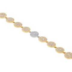 1.33ct 14k Two-tone Gold Diamond Pave Circle Bracelet