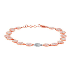 1.33ct 14k Two-tone Rose Gold Diamond Pave Circle Bracelet