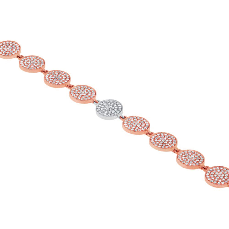 1.33ct 14k Two-tone Rose Gold Diamond Pave Circle Bracelet