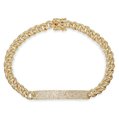 1.49ct 14k Yellow Gold Diamond Pave Chain Bracelet