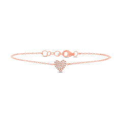 0.08ct 14k Rose Gold Diamond Heart Bracelet