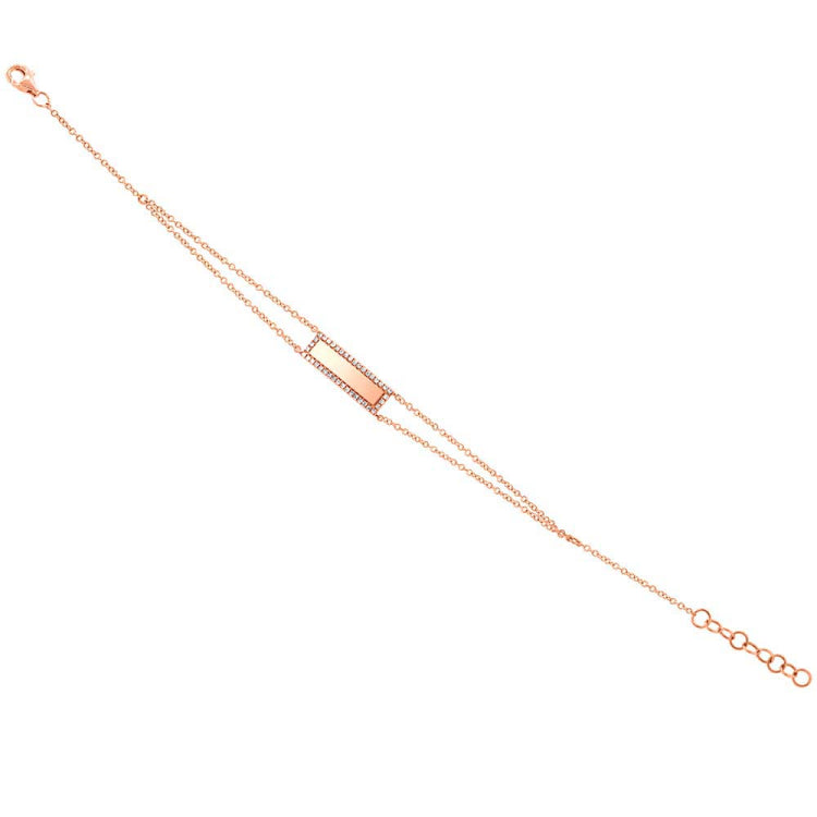 0.13ct 14k Rose Gold Diamond Bar ID Bracelet