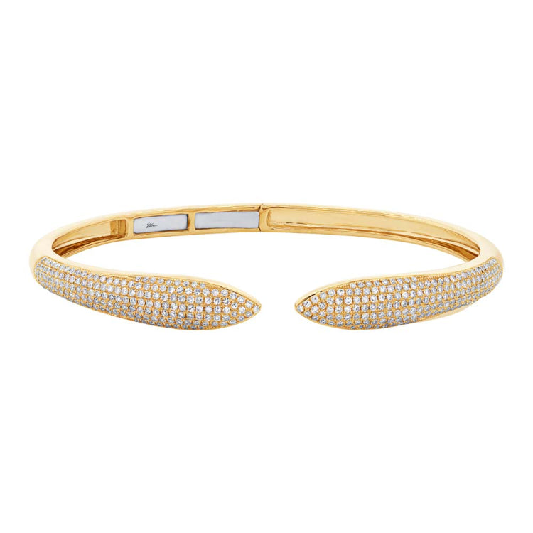 1.08ct 14k Yellow Gold Diamond Claw Bangle