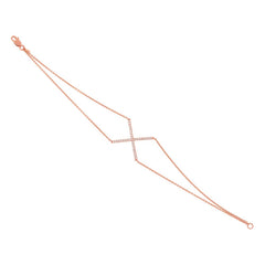 0.25ct 14k Rose Gold Diamond "X" Bracelet