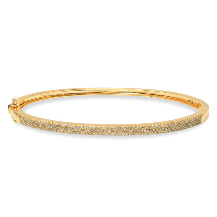 0.52ct 14k Yellow Gold Diamond Pave Bangle