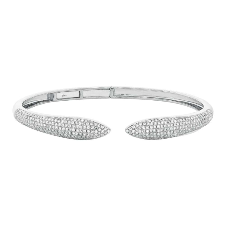 1.08ct 14k White Gold Diamond Pave Claw Bangle