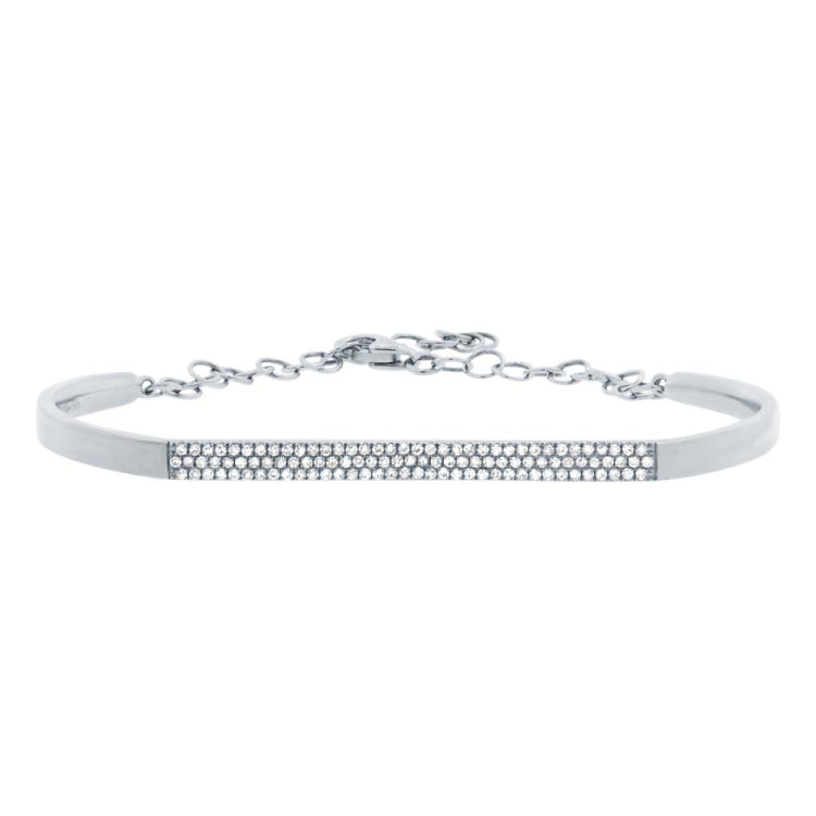 0.30CT 14k White Gold Diamond Pave Bangle