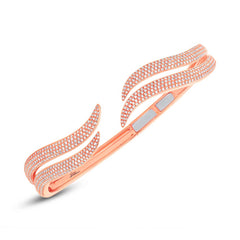 1.59ct 14k Rose Gold Diamond Pave Bangle