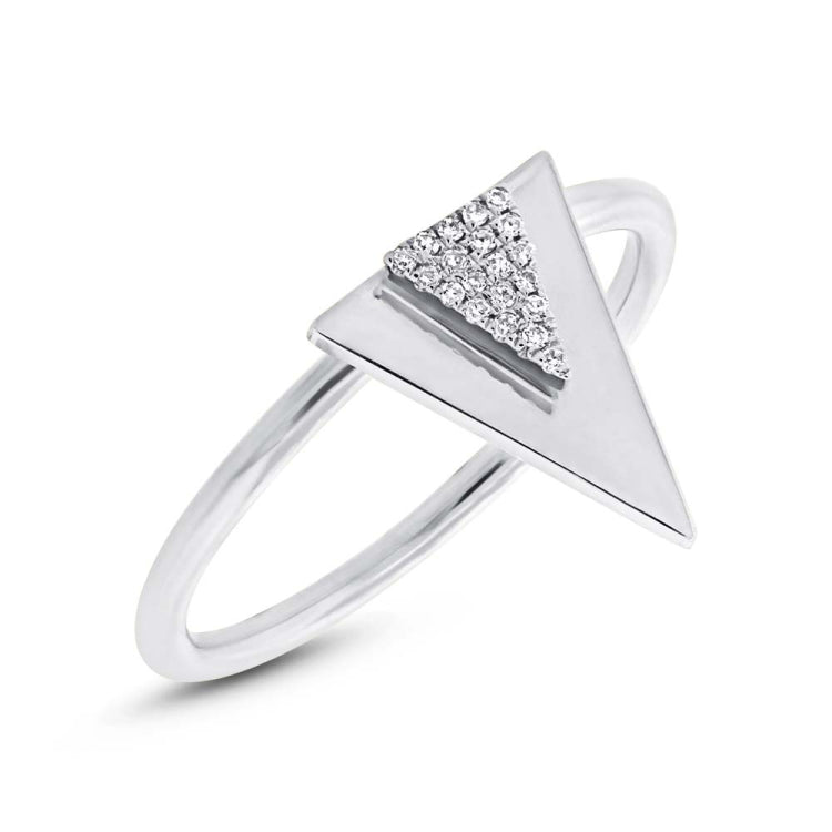 0.05ct 14k White Gold Diamond Triangle Ring