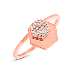 0.08ct 14k Rose Gold Diamond Hexagon Ring