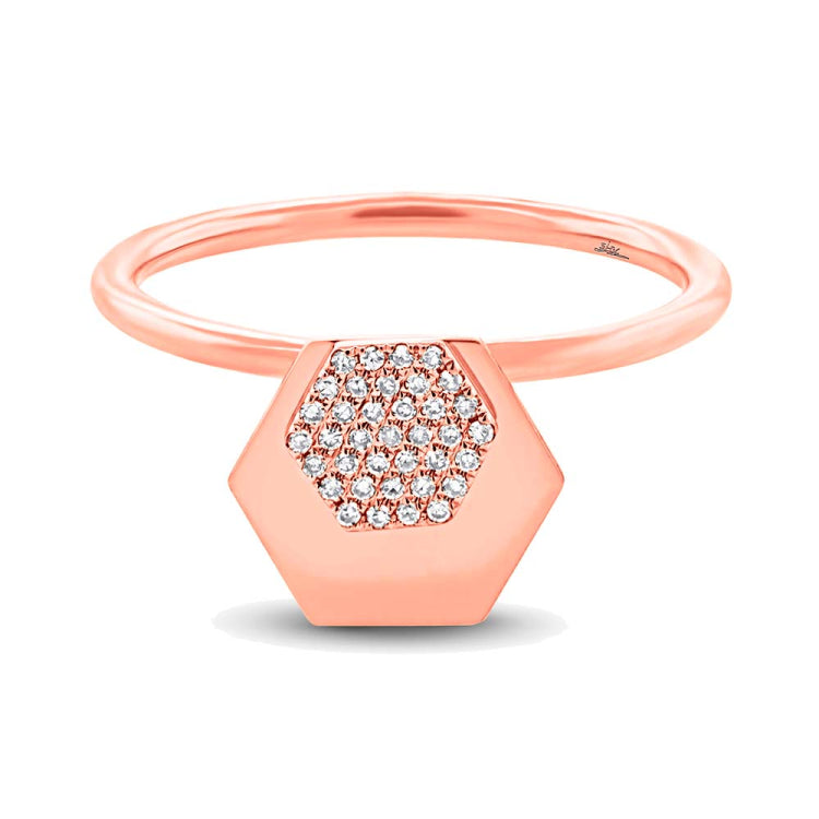 0.08ct 14k Rose Gold Diamond Hexagon Ring