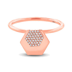 0.08ct 14k Rose Gold Diamond Hexagon Ring