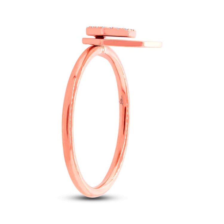 0.08ct 14k Rose Gold Diamond Hexagon Ring