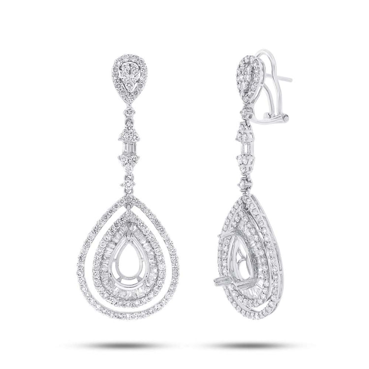 3.85ct 18k White Gold Diamond Semi-Mount Earring