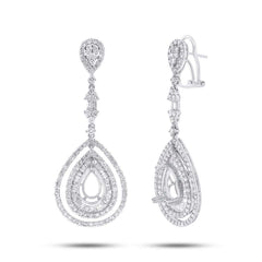 3.85ct 18k White Gold Diamond Semi-Mount Earring