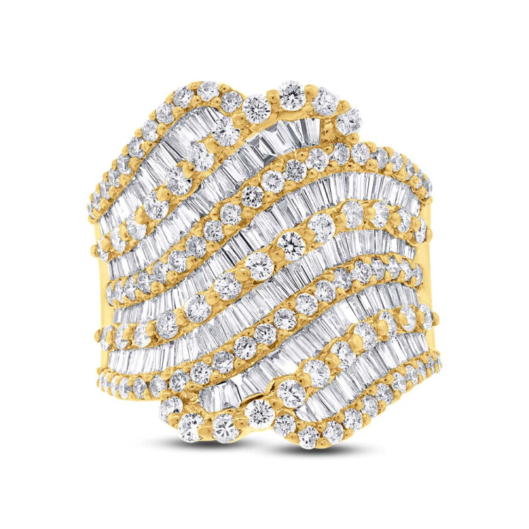 4.10ct 18k Yellow Gold Diamond Baguette Lady's Ring