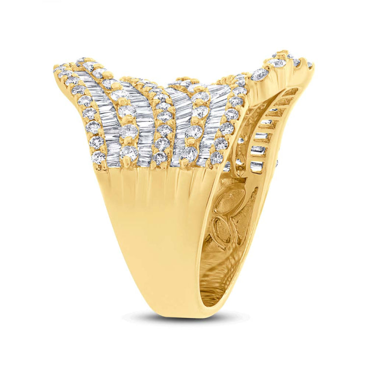 4.10ct 18k Yellow Gold Diamond Baguette Lady's Ring