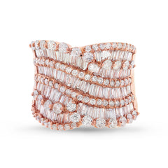 3.62ct 18k Rose Gold Diamond Lady's Baguette Ring Size 6