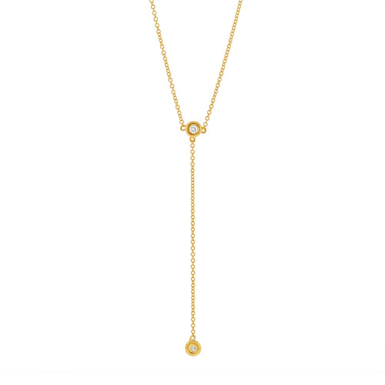 0.07ct 14k Yellow Gold Diamond Lariat Necklace