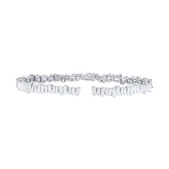 2.78ct 14k White Gold Diamond Baguette Bangle