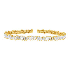 2.78ct 14k Yellow Gold Diamond Baguette Bangle
