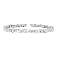 2.89ct 14k White Gold Diamond Baguette Bangle