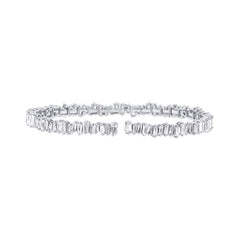 5.82ct 14k White Gold Diamond Baguette Bangle