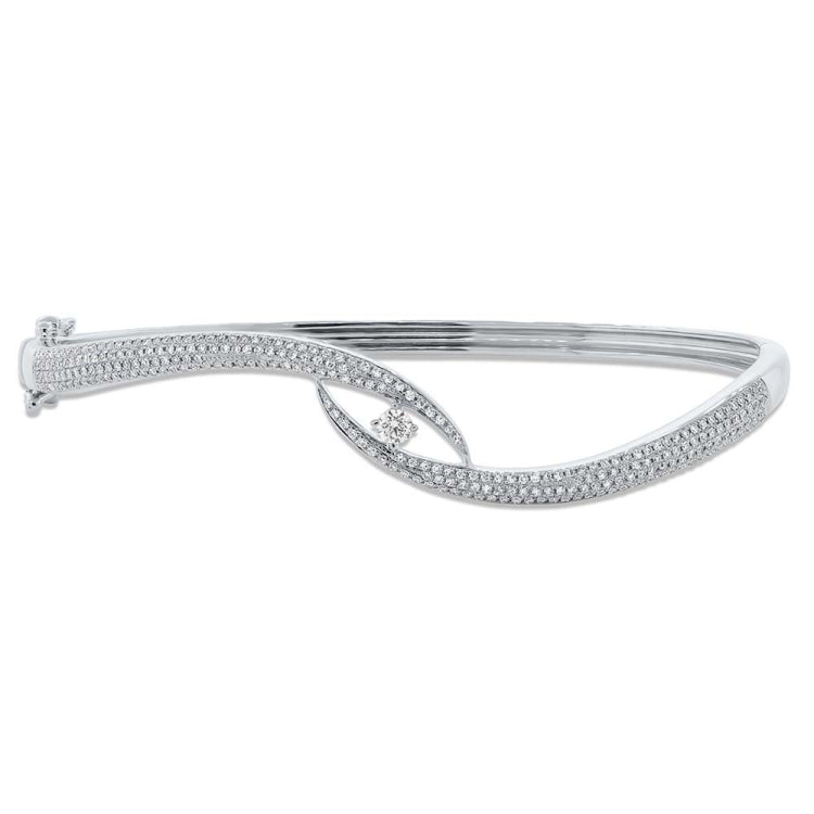 0.70ct 14k White Gold Diamond Pave Bangle