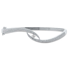 0.70ct 14k White Gold Diamond Pave Bangle