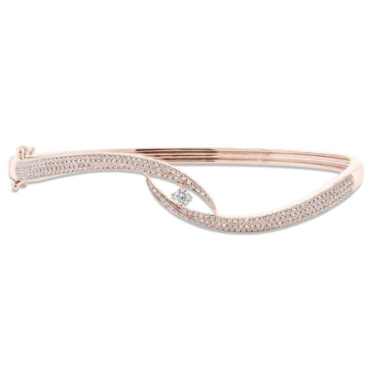 0.70ct 14k Rose Gold Diamond Pave Bangle