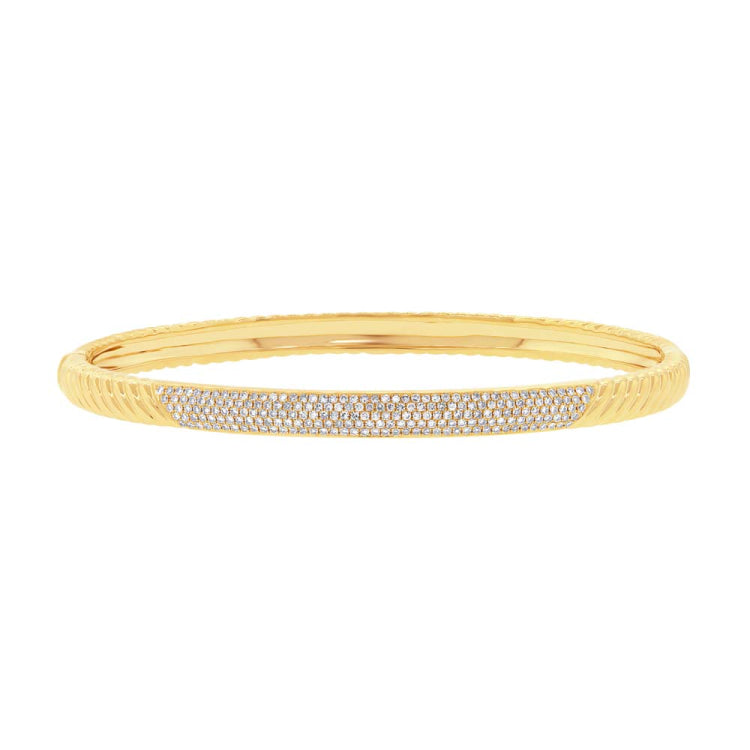 0.56ct 14k Yellow Gold Diamond Pave Bangle