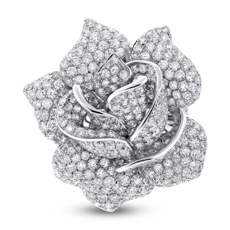 6.16ct 18k White Gold Diamond Flower Ring