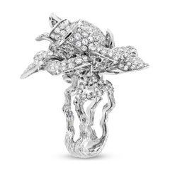 6.16ct 18k White Gold Diamond Flower Ring