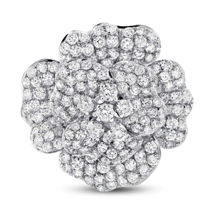 5.54ct 18k White Gold Diamond Flower Ring
