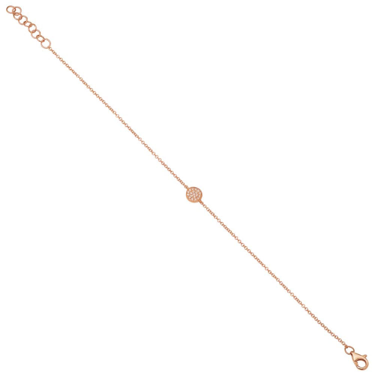 0.05CT 14k Rose Gold Diamond Pave Circle Bracelet