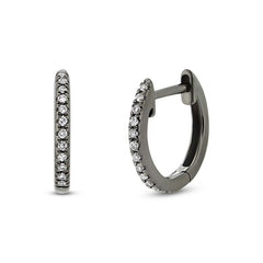 0.07ct 14k Black Rhodium Gold Diamond Huggie Earring