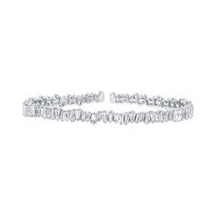 5.48ct 14k White Gold Diamond Baguette Bangle