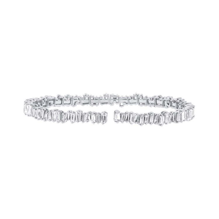 5.48ct 14k White Gold Diamond Baguette Bangle