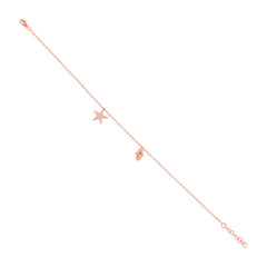 0.16ct Diamond & 0.01ct Ruby 14k Ruby Gold Hamsa & Star Anklet