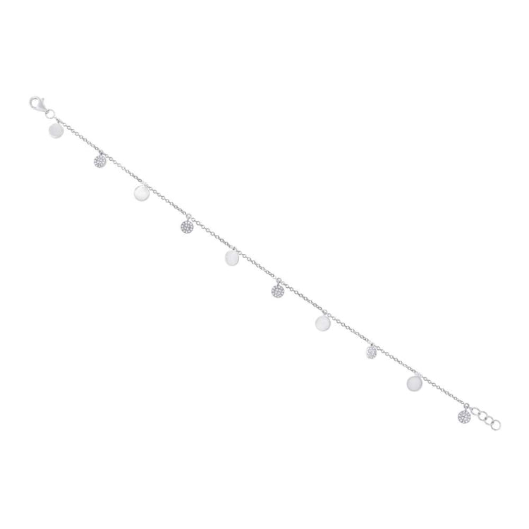 0.15ct 14k White Gold Diamond Pave Circle Anklet