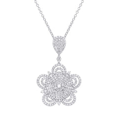 5.46ct 18k White Gold Diamond Flower Pendant