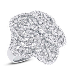 4.18ct 18k White Gold Diamond Flower Ring