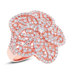 4.18ct 18k Rose Gold Diamond Flower Ring