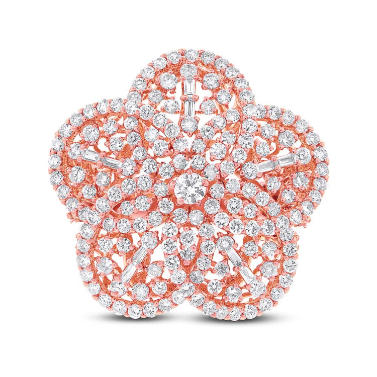 4.18ct 18k Rose Gold Diamond Flower Ring