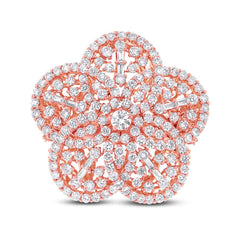 4.18ct 18k Rose Gold Diamond Flower Ring