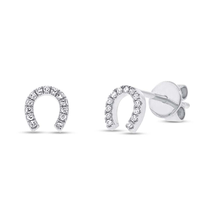 0.06ct 14k White Gold Diamond Horseshoe Stud Earring