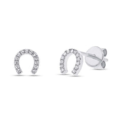 0.06ct 14k White Gold Diamond Horseshoe Stud Earring