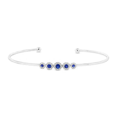 0.14ct Diamond & 0.29ct Blue Sapphire 14k White Gold Bangle