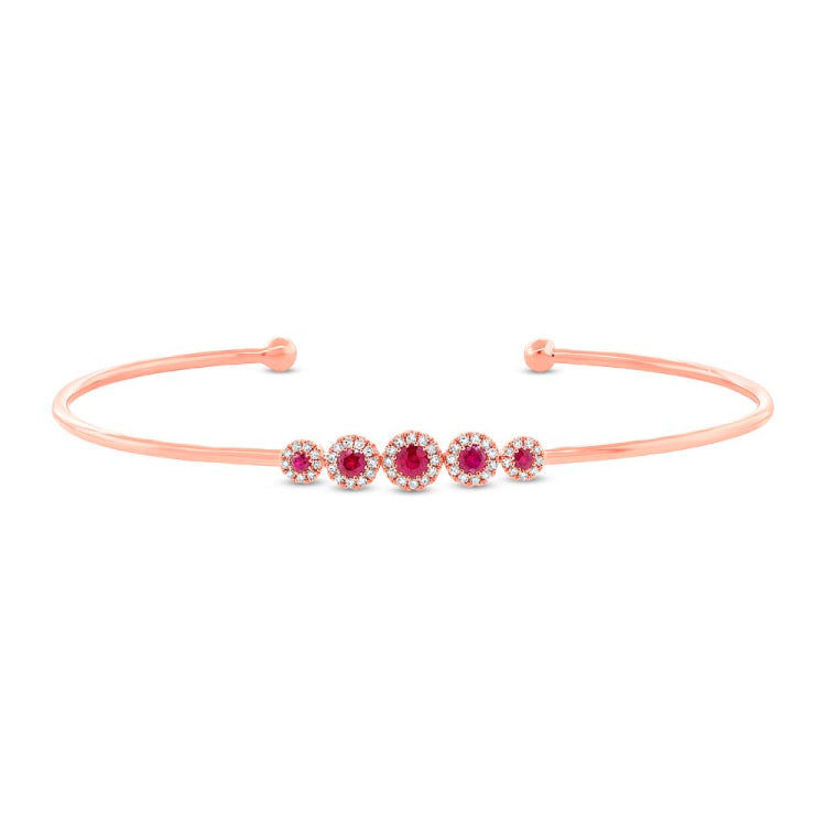 0.14ct Diamond & 0.28ct Ruby 14k Rose Gold Bangle