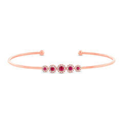 0.14ct Diamond & 0.28ct Ruby 14k Rose Gold Bangle